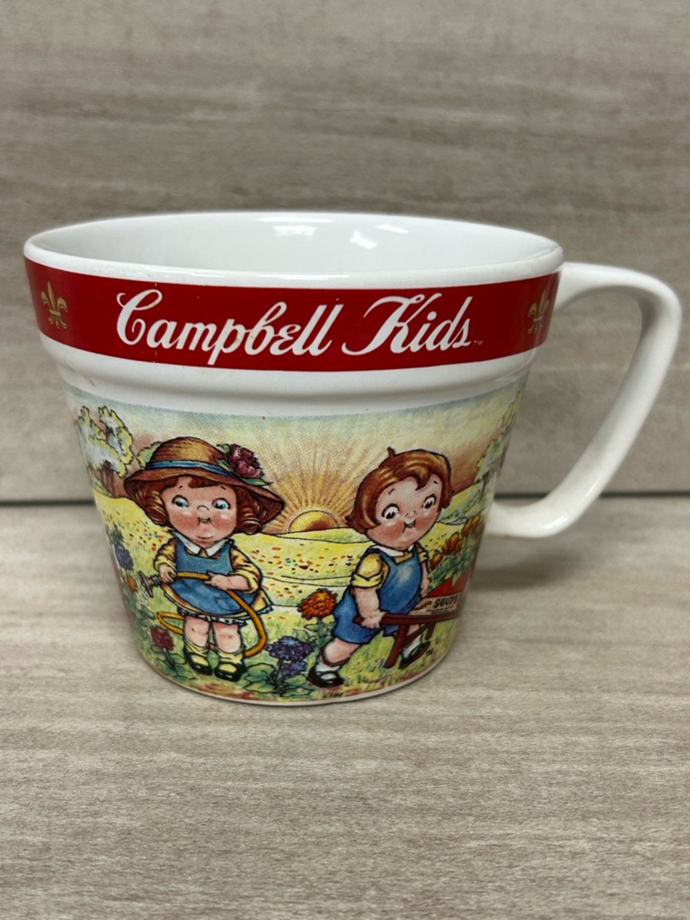 Campbell Kids Ceramic Mug - Red Trim with Vintage Illustration
